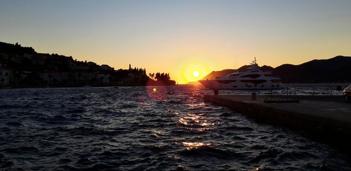 Boat Sunset At Adriatic Sea