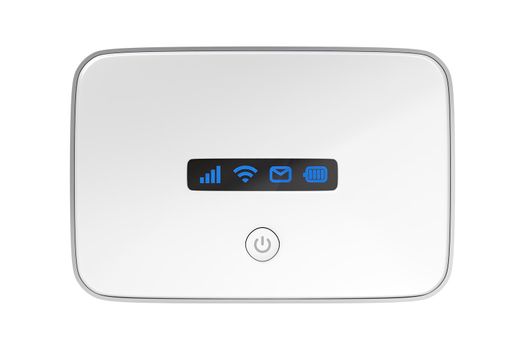 5G Wi-Fi mobile router isolated on white background, front view