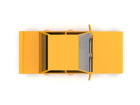 3D llustration Yellow Family Urban Car, Generic City Car Icon, Low Poly Auto Vehicles Transport Concept Isolated on White Background, Taxi, Flat Sedan Symbol, Car Traffic Infographic Template