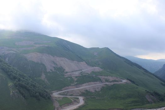 Mountain landscape. The road to the mountains. The North Caucasus. High quality photo