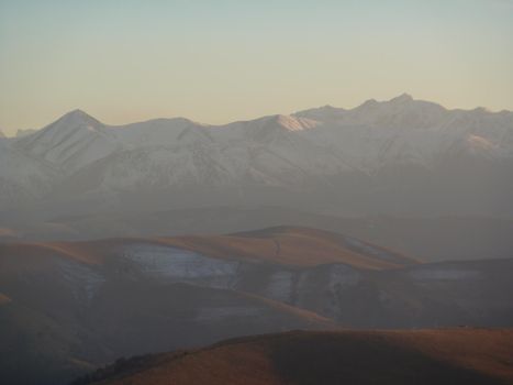 Caucasian Ridge. Snowy mountains of the northern caucasus. High quality photo