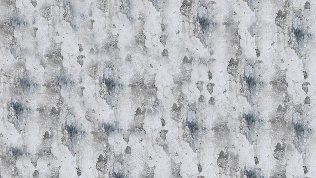 Outdoor concrete white wall with cracked and flaked surface close up