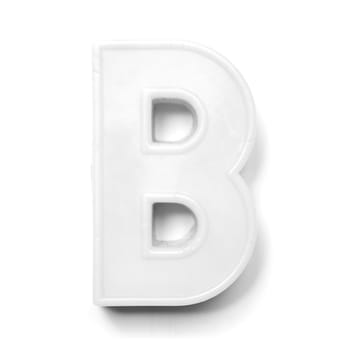 Magnetic uppercase letter B of the British alphabet in black and white