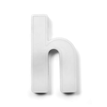 Magnetic lowercase letter H of the British alphabet in black and white
