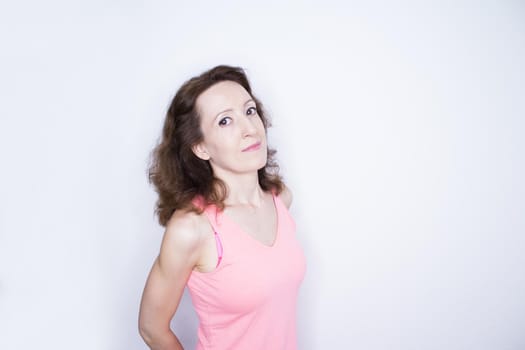 Portrait of woman with happy and positive expression. Copy space.