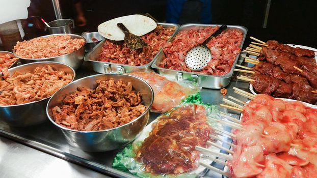 Anticuchos seller in the street of Lima - Peru