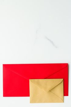 Communication, newsletter and business concept - Envelopes on marble background, message