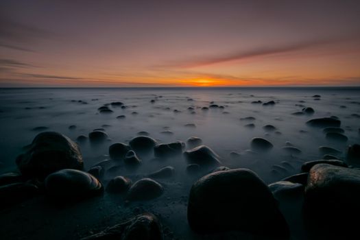 Contrast in color of the sky and the ocean