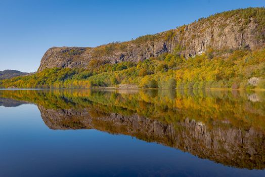 Reflection on the water, no wind makes a perfect mirror on water