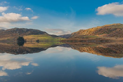 Reflection on the water, no wind makes a perfect mirror on water