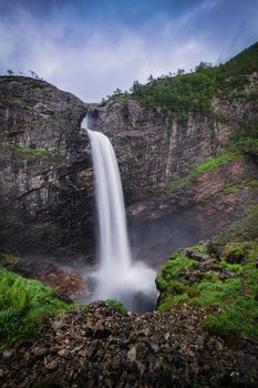 Månafossen - one of the largest waterfalls in Norway. Located near Stavanger, Norway