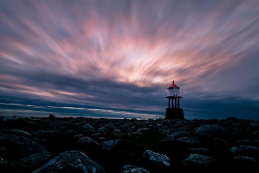 Small lighthouse at the west coast, near Stavanger, Norway.