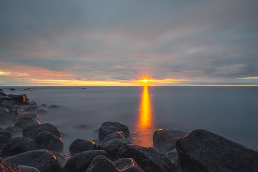 Long exposure at the costline of the south-west part of Norway, just south of Stavanger. A rocky formation, not so easy access.