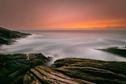 Long exposure photo at the cost line in Stavanger, Norway