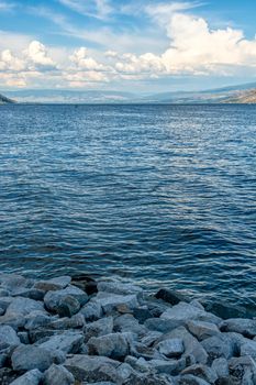 Okanagan lake overview on a bright summer day.