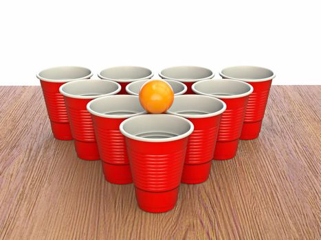 Beer pong 3D render illustration isolated on white background