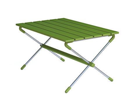 Green camping table 3D render illustration isolated on white background