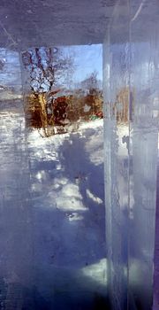 Reflections in an ice sheet in Kiruna in northern Sweden