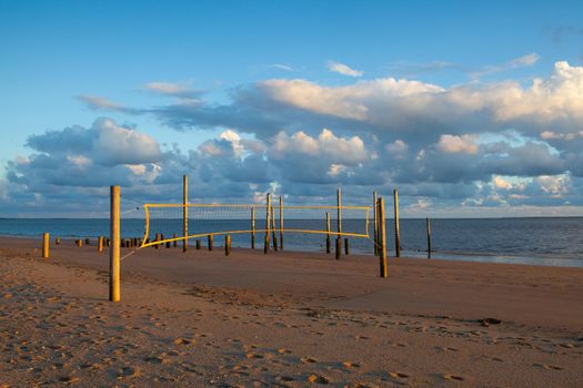 Sunset on the empty beach, Hjerting, Jutland, Denmark. Hjerting is a district of Esbjerg in southwest Jutland, Denmark