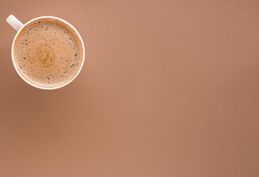 Drinks menu, italian espresso recipe and organic shop concept - Cup of hot coffee as breakfast drink, flatlay cups on beige background