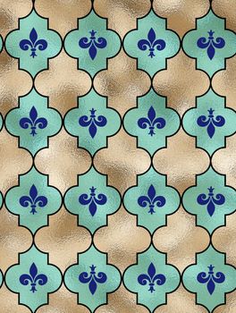 Classical fleur-de-lis French seamless pattern with a repeat motif lily fleur-de-Lis