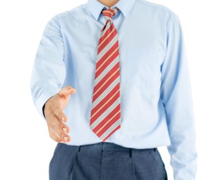 Man wear long sleeve shirt standing in studio shot isolated on white background