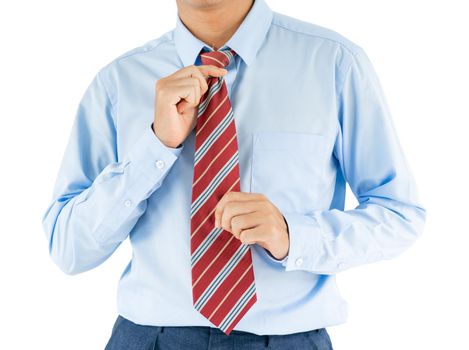 Man wear long sleeve shirt standing in studio shot isolated on white background