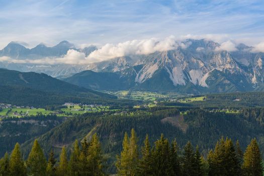 Summer scenery in the Schladming, Austria. Schladming is a small former mining town in the northwest of the Austrian state of Styria that is now a popular tourist destination.