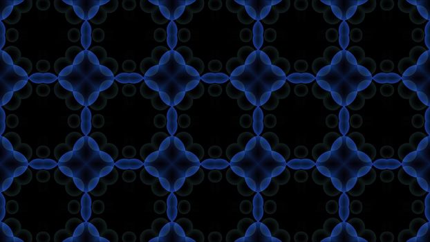 gray ball and blue bean shape on dark kaleidoscope reflection texture background