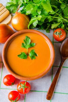 Tomato soup prepared in traditional italian style