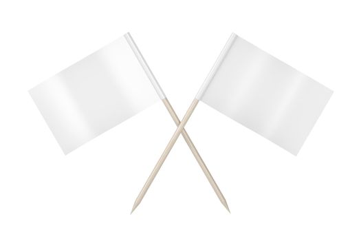 Front view of blank toothpick flags, isolated on white background