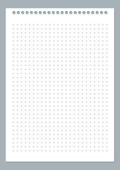 Grid paper. Dotted grid on white background. Abstract dotted transparent illustration with dots. White geometric pattern for school, copybooks, notebooks, diary, notes, banners, print, books.