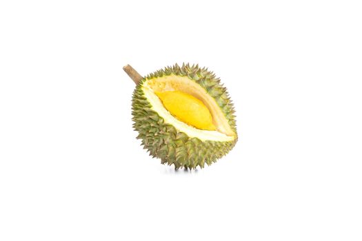 The ripe durian is ready to eat isolated on white background.