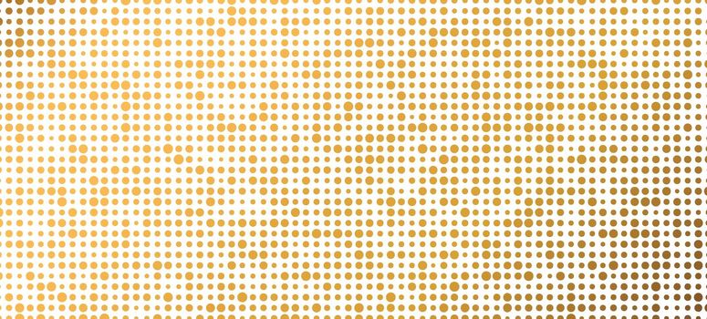 Abstract fashion polka dots background. White dotted pattern with golden gradient circles. Template design for invitation, poster, card, flyer, banner, textile, fabric.