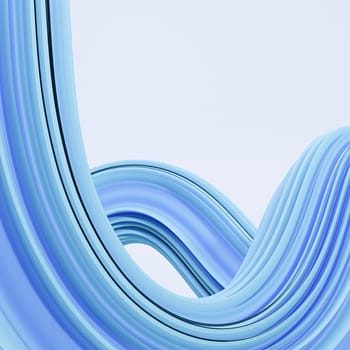 Abstract blue twisted wavy shape, shiny curve in motion, 3d rendering.