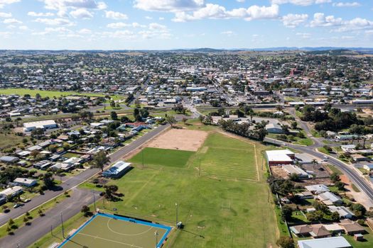 Drone aerial photograph of the township of Parkes in regional New South Wales in Australia