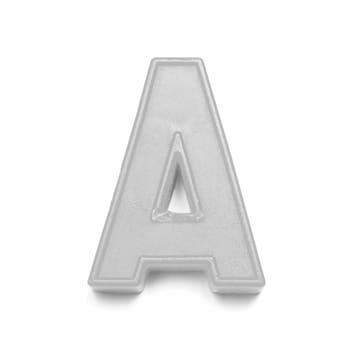 Magnetic lowercase letter A of the British alphabet in black and white