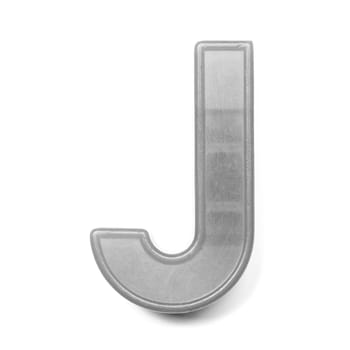 Magnetic uppercase letter J of the British alphabet in black and white