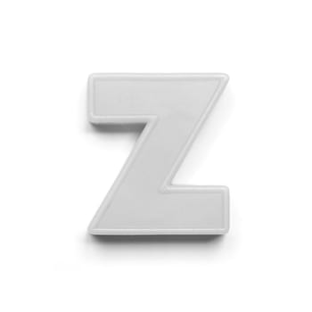 Magnetic lowercase letter Z of the British alphabet in black and white