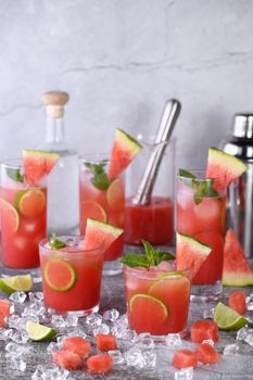 Vodka "Watermelon Cocktail" - made from fresh chilled watermelon, coconut sugar, fresh lime juice and vodka. Enjoy this light, refreshing, summer party cocktail