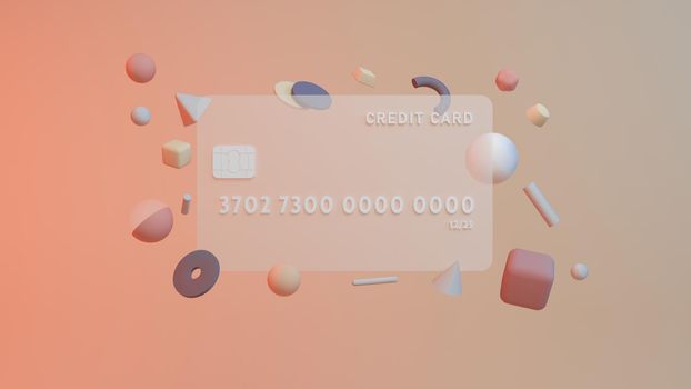 Debit or credit Card money coins isometric 3d rendering. geometric compoaition