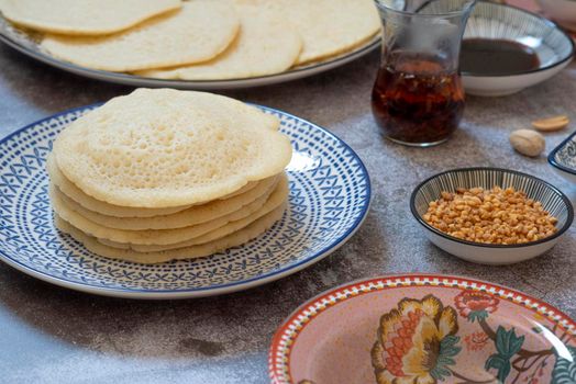 Atayef Qatayef, katayef is an Arab dessert commonly served during the month of Ramadan. Middle Eastern pancakes. High quality photo