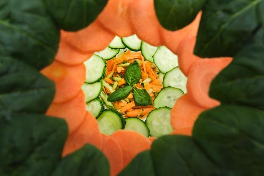 Carrot, Cucumber and Spinach Salad