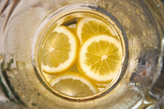 Lemonade in a glass decanter