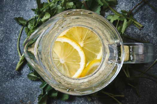 Lemonade in a glass decanter