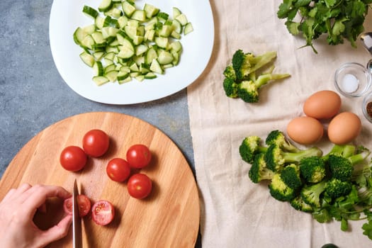 Fresh vegetables on the table for making salad