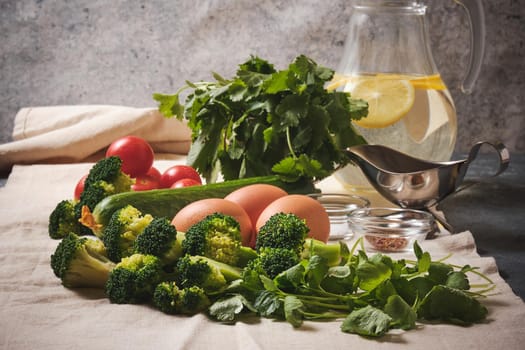 Fresh vegetables on the table for making salad