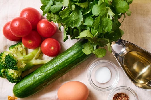 Fresh vegetables on the table for making salad