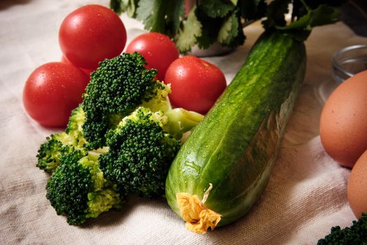 Fresh vegetables on the table for making salad