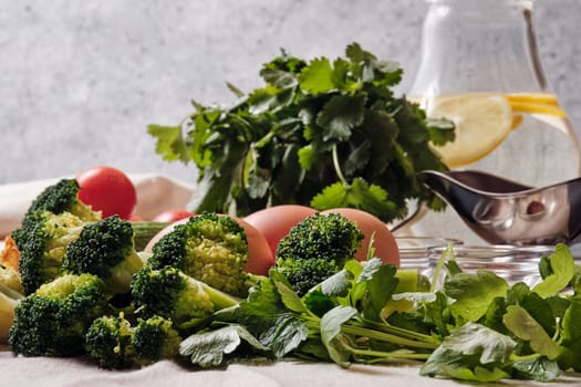 Fresh vegetables on the table for making salad